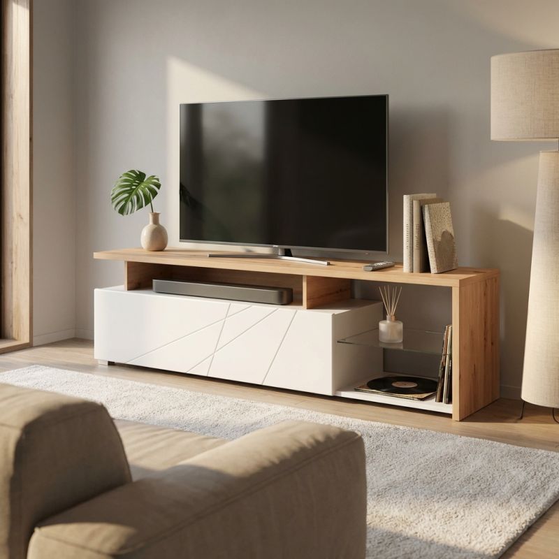 MISTIE - porta tv anta decorata moderno minimal in legno