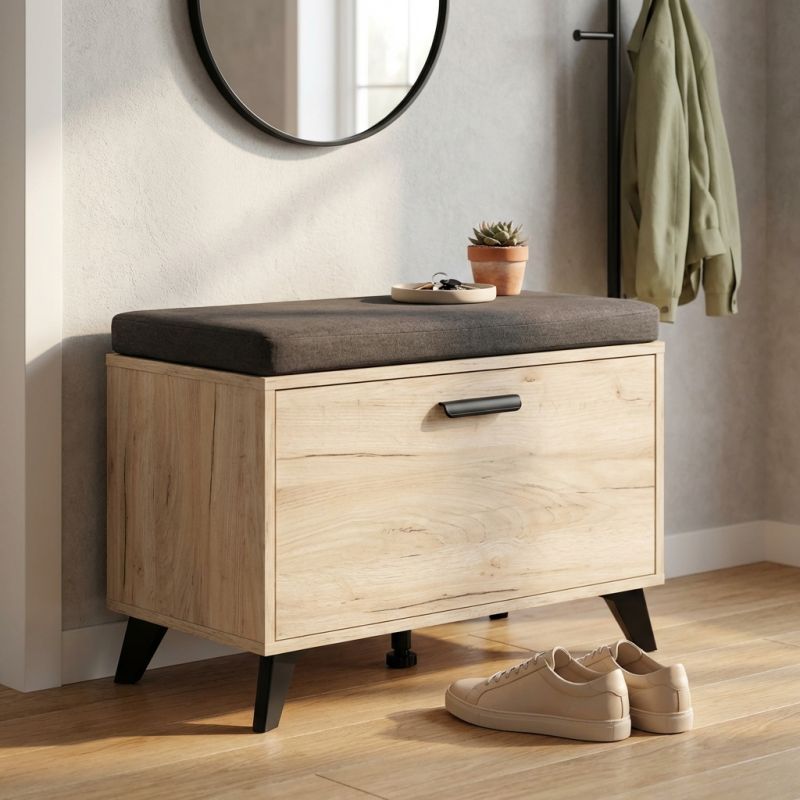 DODO - armadietto per ingresso con cuscino colore rovere