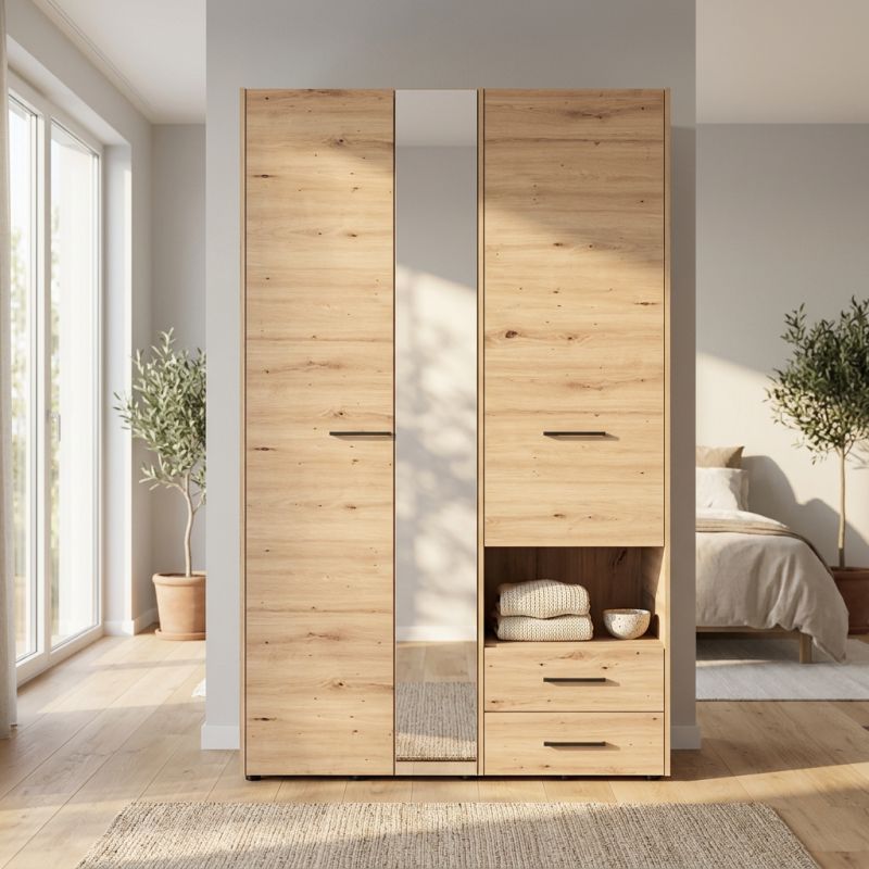 ESSENZA - armadio 2 ante 2 cassetti con specchio