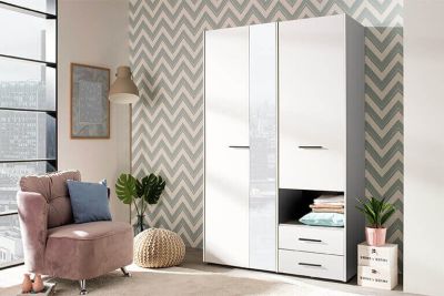 ESSENZA - armadio 2 ante 2 cassetti con specchio