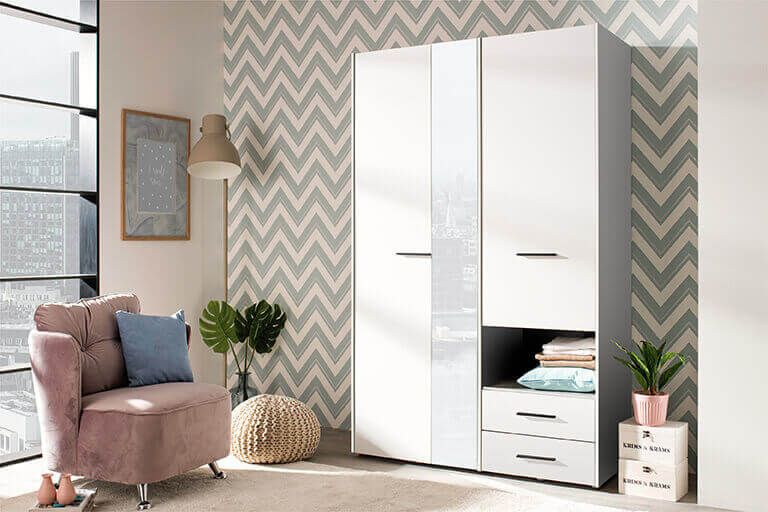 ESSENZA - armadio 2 ante 2 cassetti con specchio