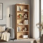 MADDIE - libreria cinque ripiani moderno minimal in legno
