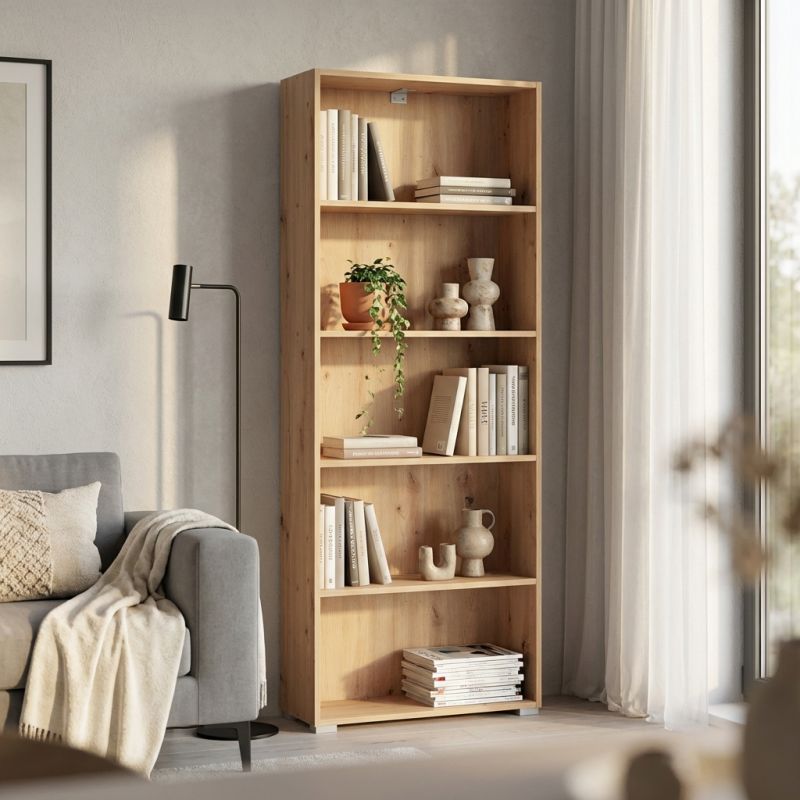 MADDIE - libreria cinque ripiani moderno minimal in legno