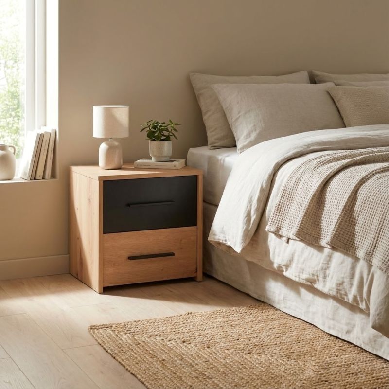 CADDIE - comodino due cassetti moderno minimal in legno