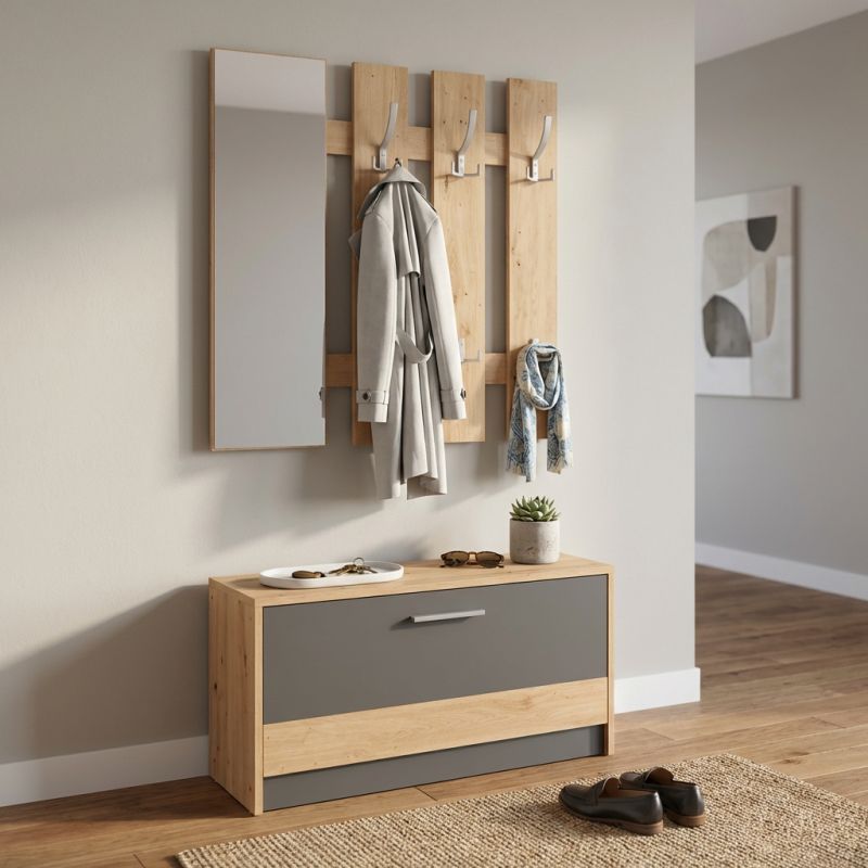 ADDIE - mobile ingresso appendiabiti moderno minimal in legno