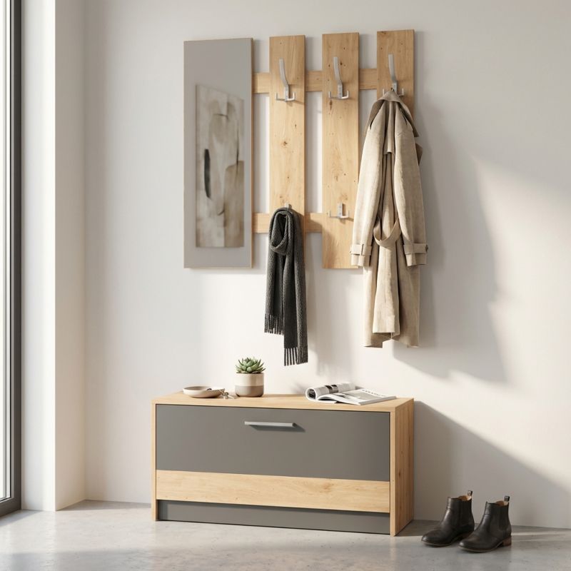 ADDIE - mobile ingresso appendiabiti moderno minimal in legno