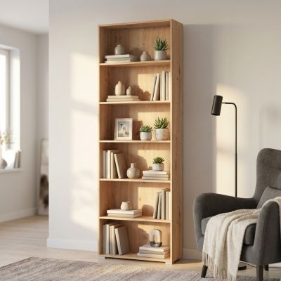 MADDIE - libreria sei ripiani moderno minimal in legno