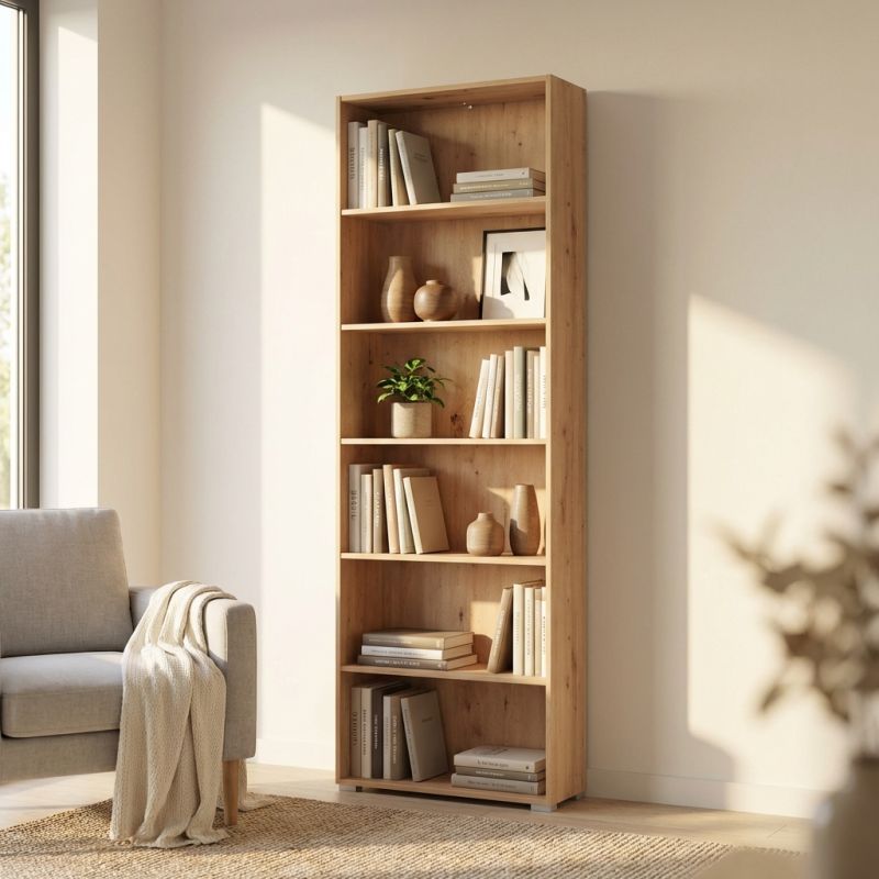 MADDIE - libreria sei ripiani moderno minimal in legno