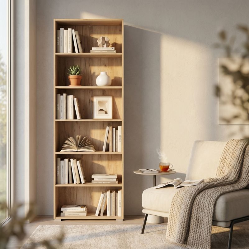 MADDIE - libreria sei ripiani moderno minimal in legno