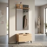 LUMIE - set mobile ingresso appendiabiti con specchio e contenitore