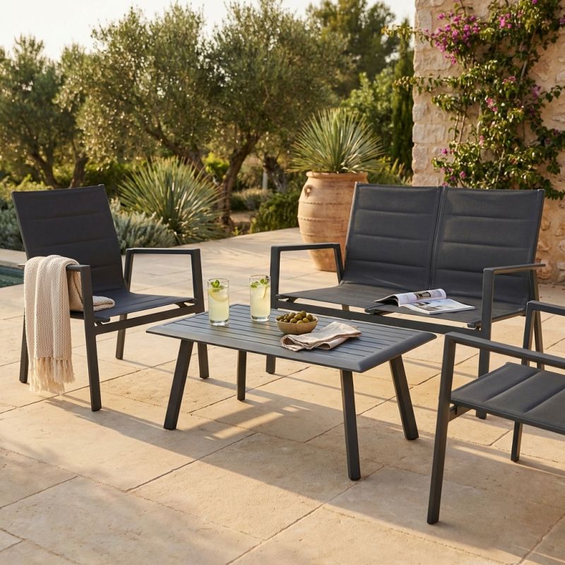 EXSILIUM - salotto da giardino 4 posti in alluminio