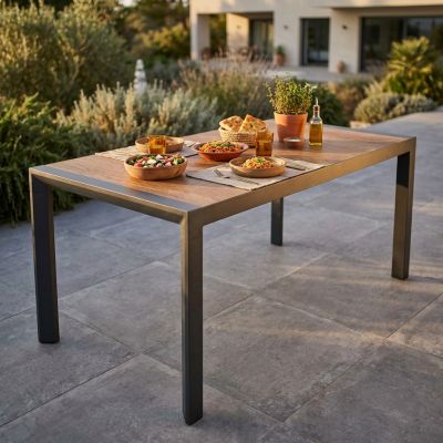 BEN - tavolo da giardino in alluminio con piano in ceramica