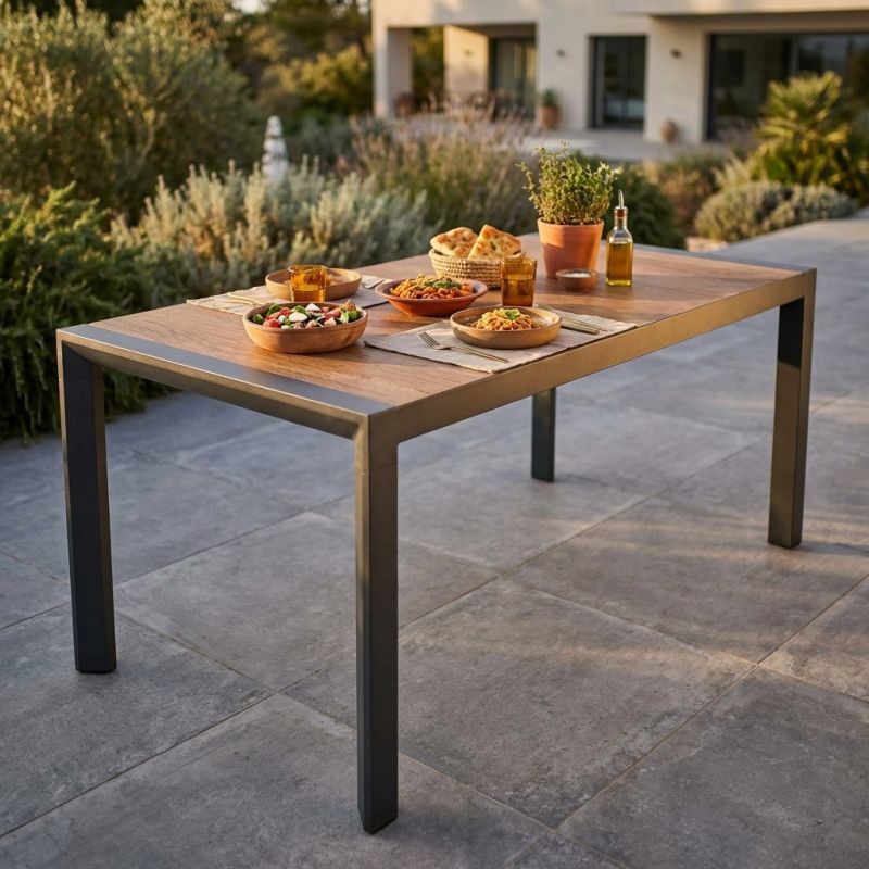 BEN - tavolo da giardino in alluminio con piano in ceramica