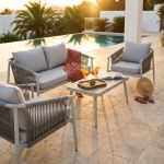 KISHORI - salotto da giardino in alluminio e corda 4 posti