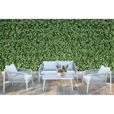 KISHORI - salotto da giardino in alluminio e corda 4 posti