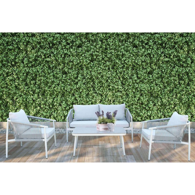 KISHORI - salotto da giardino in alluminio e corda 4 posti