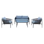 KISHORI - salotto da giardino in alluminio e corda 4 posti