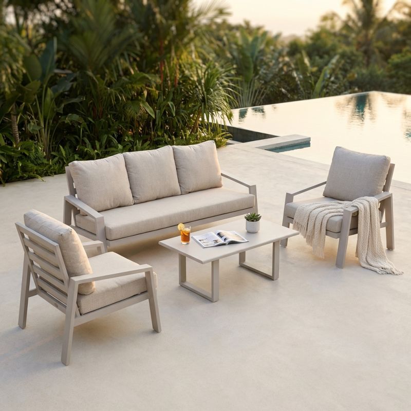 PERCY - salotto da giardino in alluminio 5 posti