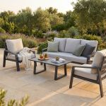 PERCY - salotto da giardino in alluminio e corda 5 posti