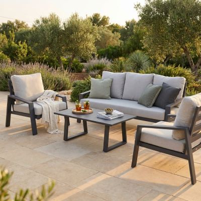 PERCY - salotto da giardino in alluminio e corda 5 posti