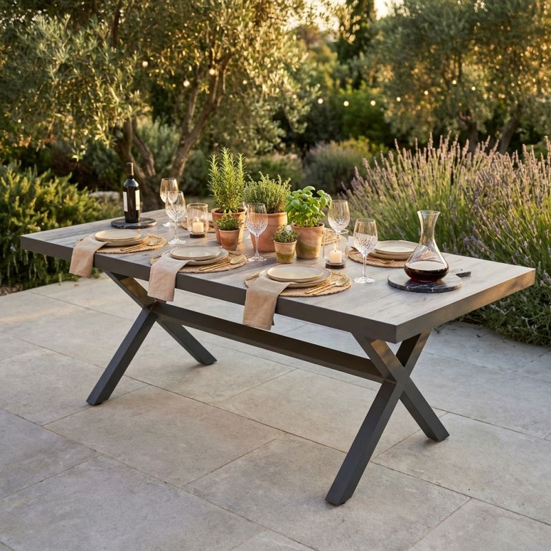 MACCAI - tavolo da giardino in alluminio e gres