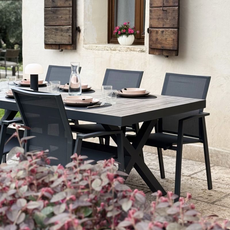 MACCAI - tavolo da giardino in alluminio e gres