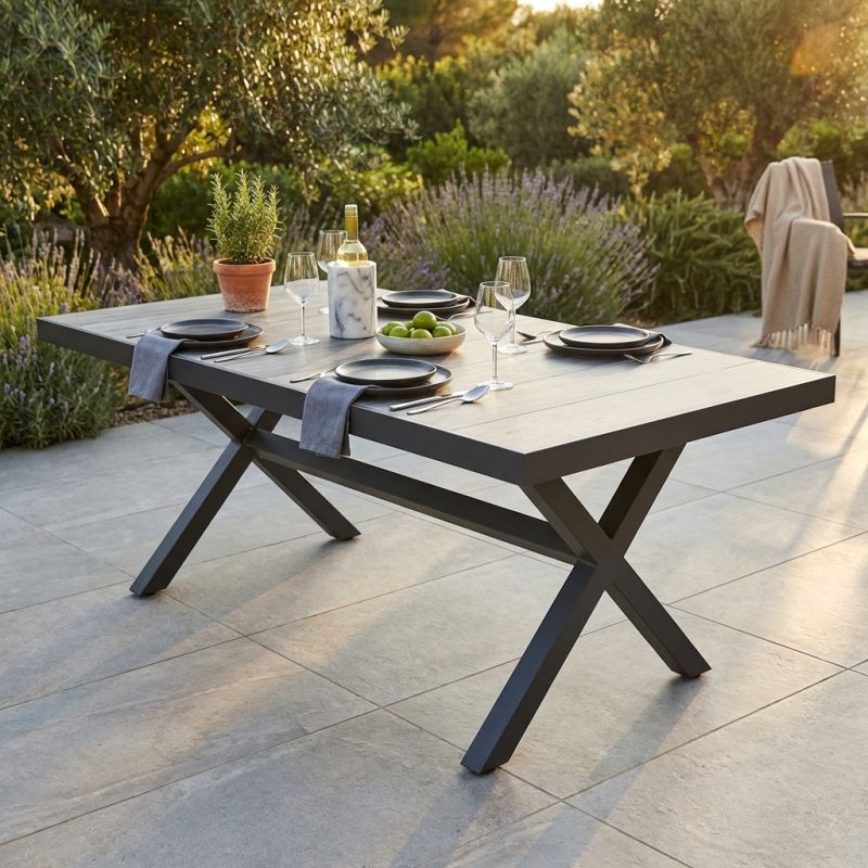 MACCAI - tavolo da giardino in alluminio e gres