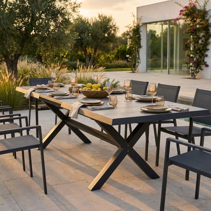 GRES - tavolo da giardino allungabile in alluminio e gres