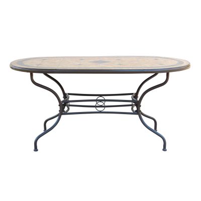 VENTUS - tavolo da giardino in ferro con piano in mosaico 90 x 160