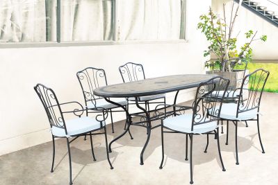 VENTUS - tavolo da giardino in ferro con piano in mosaico 90 x 160