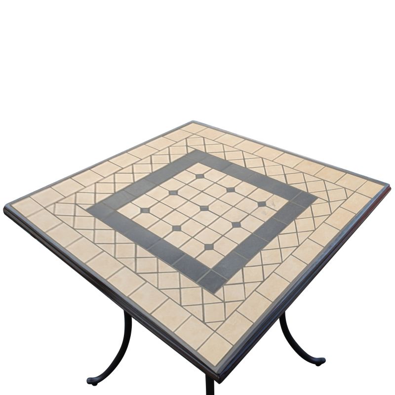 VENTUS - tavolo da giardino in ferro con piano in mosaico 80 x 80