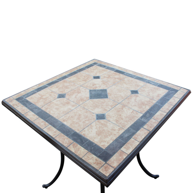VENTUS - tavolo da giardino in ferro con piano in mosaico 80 x 80