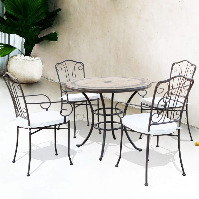 VENTUS - poltrona da giardino in ferro completa di cuscino schienale classico