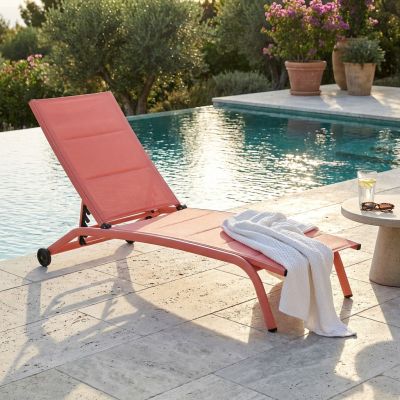 FELES - lettino da giardino impilabile in alluminio e textilene imbottito