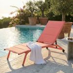 FELES - lettino da giardino impilabile in alluminio e textilene imbottito