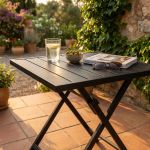 ABELUS - tavolo da giardino quadrato pieghevole salvaspazio in alluminio