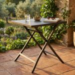 ABELUS - tavolo da giardino quadrato pieghevole salvaspazio in alluminio