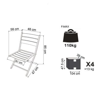 ABELUS - sedia da giardino in alluminio pieghevole salvaspazio