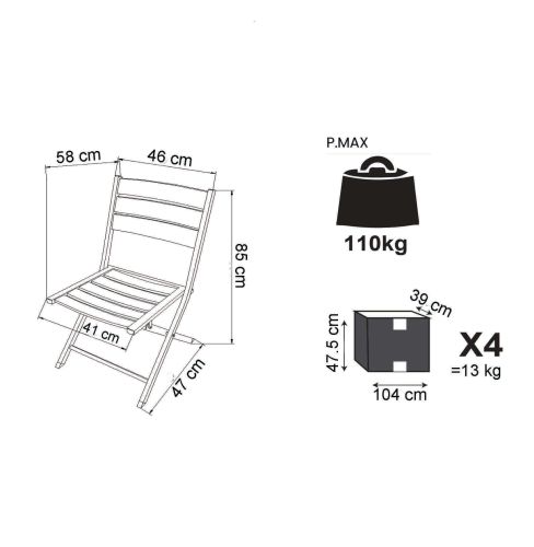 ABELUS - sedia da giardino in alluminio pieghevole salvaspazio