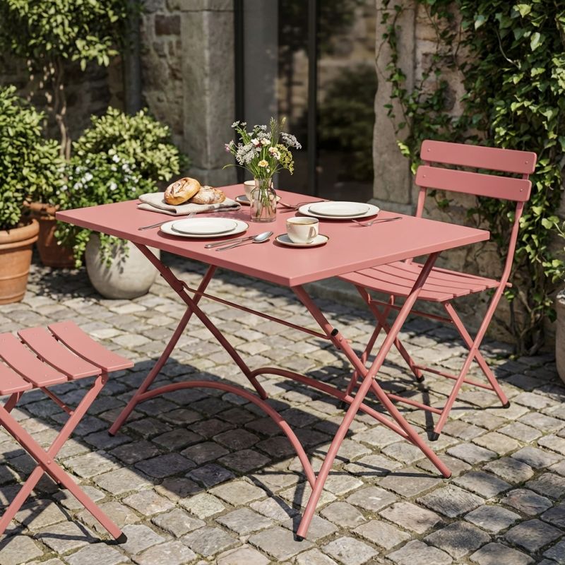 ROMANUS - tavolo in acciaio pieghevole da esterno