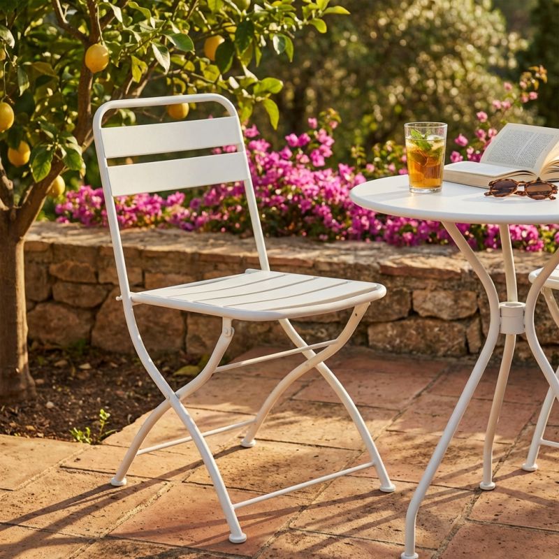 ROMANUS - sedia da giardino pieghevole salvaspazio in ferro