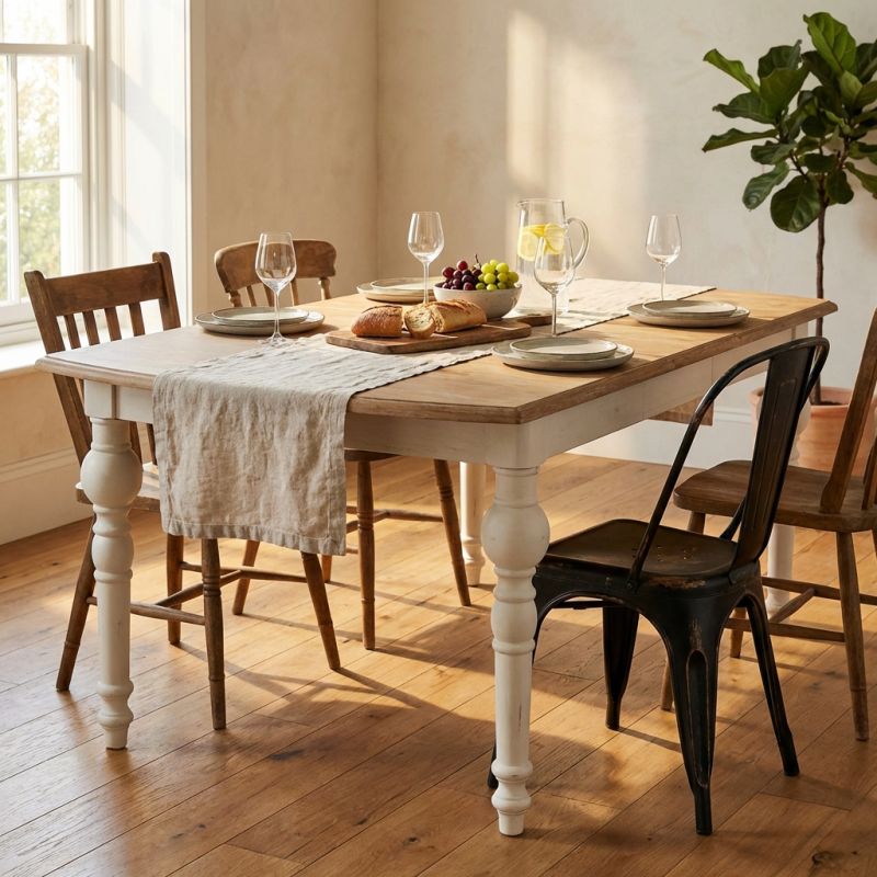 CROSS - tavolo vintage allungabile in legno con piano stondato