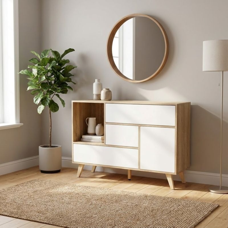 TETLIS - madia moderna con tre cassetti e un'anta