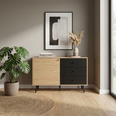 LYNN - madia moderna un anta e tre cassetti