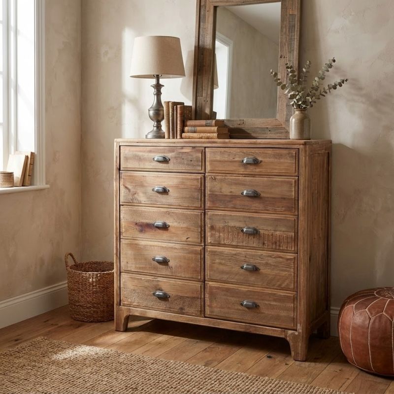 PEZ - cassettiera con 10 cassetti in di pino riciclato