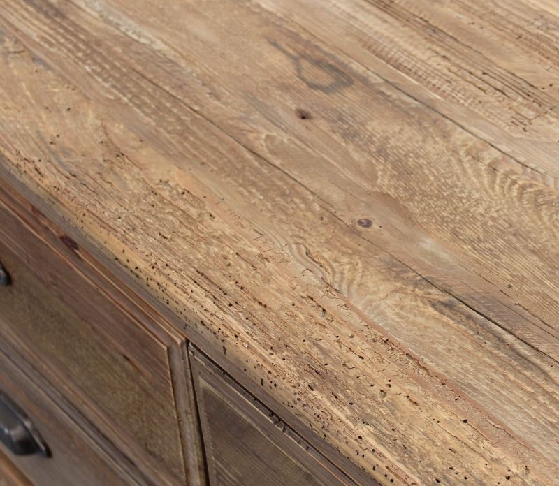 PEZ - porta tv con 6 cassetti in legno di pino riciclato