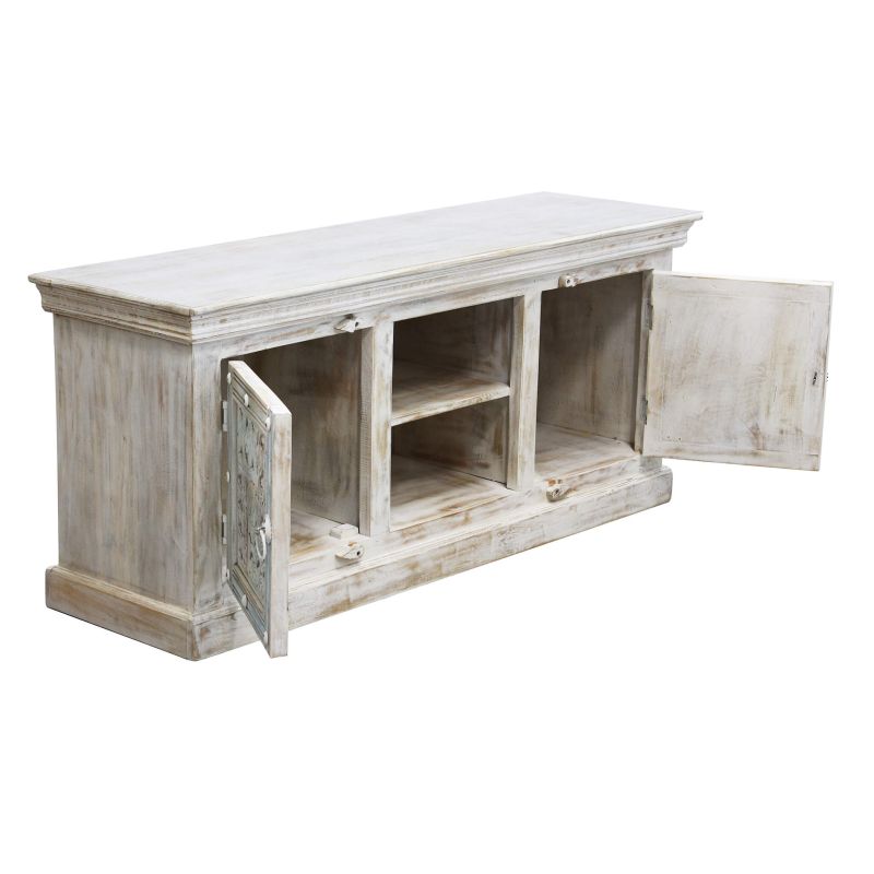 ETER - porta tv legno di mango bianco