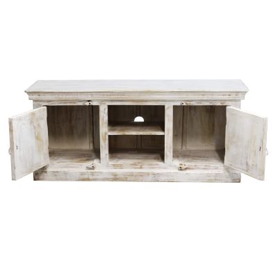 ETER - porta tv legno di mango bianco