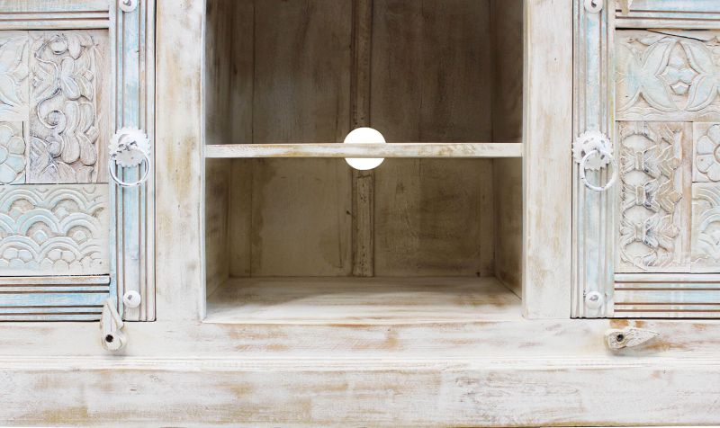 ETER - porta tv legno di mango bianco