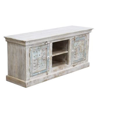 ETER - porta tv legno di mango bianco